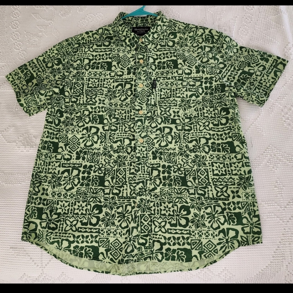 Abercrombie & Fitch Tropical Hawaiian Button Down Shirt Men's Size Large